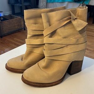 Free People beige leather booties